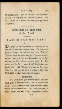 Abhandlung der Logik selbst. Erster Theil, welcher die Elementarlehre enthält