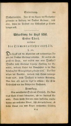 Abhandlung der Logik selbst. Erster Theil, welcher die Elementarlehre enthält