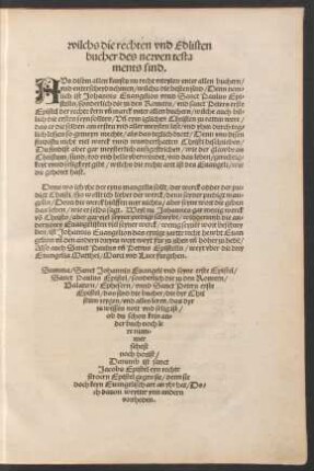 wilchs die rechten und Edlisten bucher des newen testaments sind.
