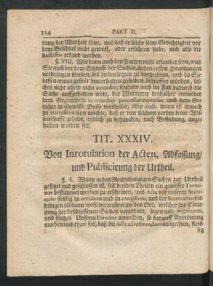 Tit. XXXIV. Von Inrotulation der Acten, Abfassung, und Publicirung der Urtheil.