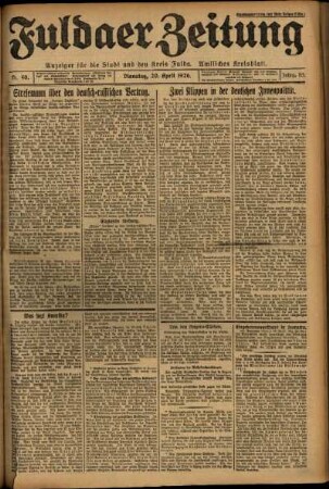 Ausgabe vom Dienstag, den 20. April 1926.