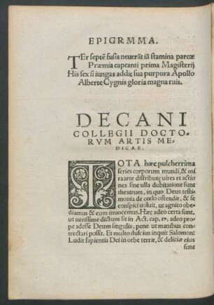 Decani Collegii Doctorum Artis Medicae.