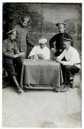 Postkarten aus dem Kriegsgefangenenlager Puchheim: o.Nr.: Beim Kartenspiel