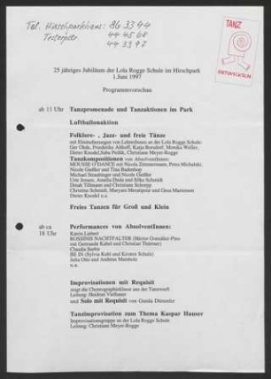 Ordner "Elba Rado" : Programm Jubiläumsfeier der Lola Rogge Schule