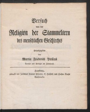 Versuch von der Religion der Stammeltern des menschlichen Geschlechts