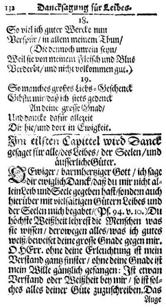 Im eilften Capittel wird Danck gesaget für alle/ des Leibes/ der Seelen/ und äusserliche Güter.