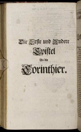 Die Erste und Andere Epistel An die Corinthier.