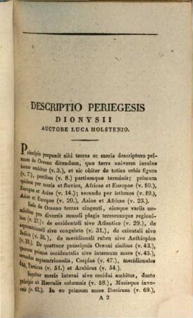 Dionysius Periegetes : Graece Et Latine ; Cum Vetustis Commentariis Et Interpretationibus. 1