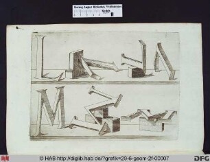 Die Buchstaben "L" und "M" in der perspektivischen Darstellung