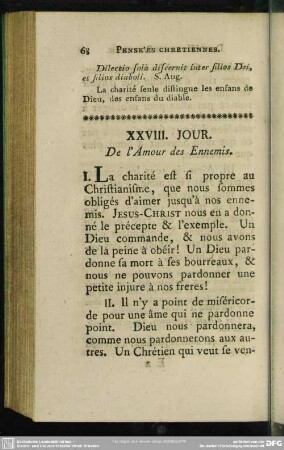 XXVIII. Jour. De l'Amour des Ennemis