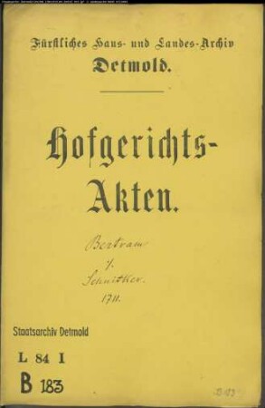Bertram, Hans Adam in Lemgo gegen Joh. Henrich Schnitker in Lemgo