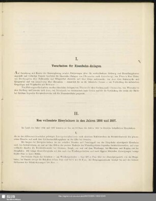 I. Vorarbeiten für Eisenbahn-Anlagen
