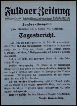 Ausgabe vom Donnerstag, den 11. Februar 1915.