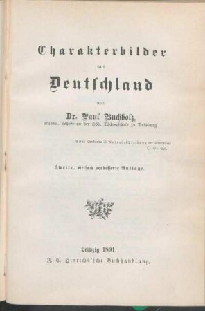 X. Charakterbilder aus Deutschland.
