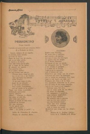 Prisionero : Tango canción. Cantado con gran éxito por Amadeo Siffredi y grabado en discos
