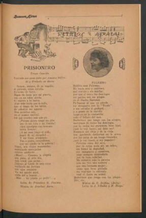 Prisionero : Tango canción. Cantado con gran éxito por Amadeo Siffredi y grabado en discos