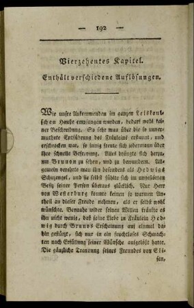 Vierzehentes Kapitel. Enthält verschiedene Auflösungen.