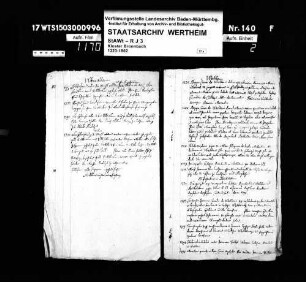 Urkundeninventar zu Würzburg, Wertheim, Wölchingen, Wenkheim, Werbachhausen (13. - 16. Jh.)