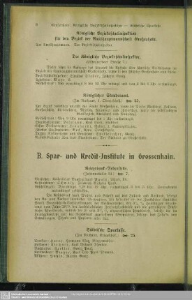 B. Spar- und Kreditinstitute in Grossenhain