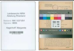 Entnazifizierung Margarete Hagenhoff , geb. 06.05.1909 ()