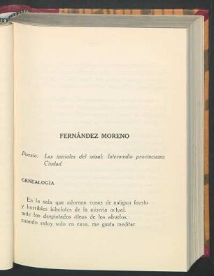 Fernández Moreno : Poesía: Las iniciales del misal; Intermedio provinciano; Ciudad.