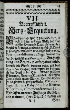 VII. Vortrefflichkeit. Hertz-Erquickung.