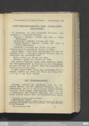 Postarrangements Der Jüdischen Kolonien.
