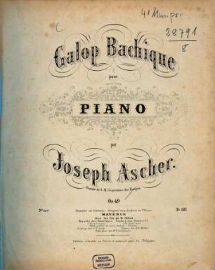 Galop bachique : pour piano ; op. 49