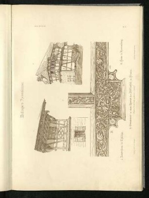 1. Bauernhaus bei Kisslegg. 2. Haus in Ravensburg. 3. Ornament an einem Kloster der Bibliothek zu Hirsau. (Flach in Fichtenholz geschnitzt u. bemalt.)
