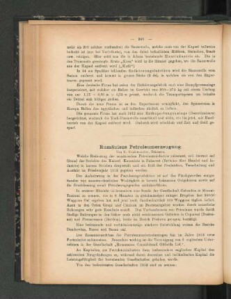 Rumäniens Petroleumerzeugung.