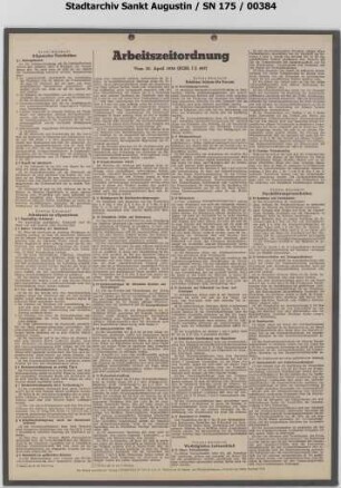 Arbeitszeitordnung 1938