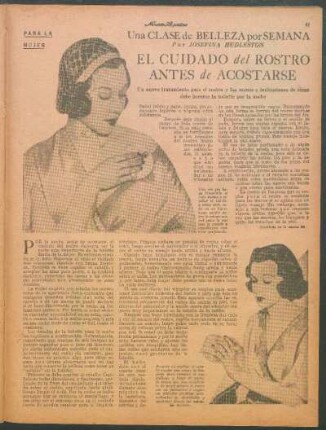 El cuidado del rostro antes de acostarse : Una clase de belleza por semana