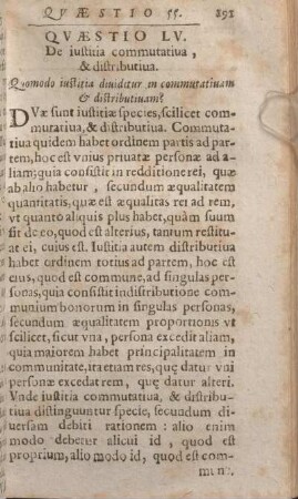 Qvaestio LV. De iustitia commutatiua, & distributiua.