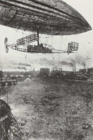 Baluschek, Hans: Das Luftschiff, Zeichnung 1911