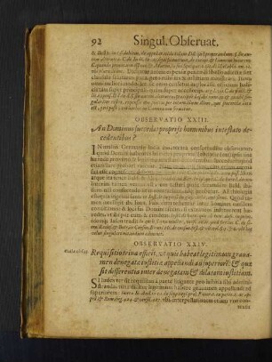 Observatio XXIII: An Dominus succedat proprijs hominibus intestato decedentibus?