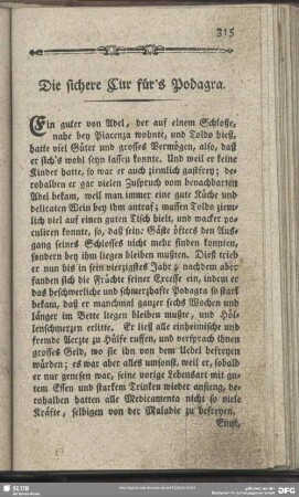 Die sichere Cur für's Podagra