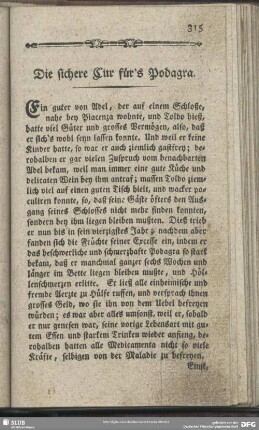 Die sichere Cur für's Podagra