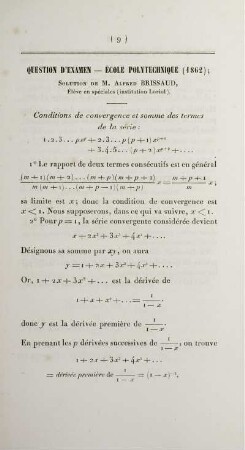 Question d'examen - École Polytechnique (1862).