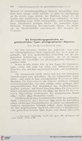14: Die Entwicklungsgeschichte der gebräuchlichen Typen photographischer Objective