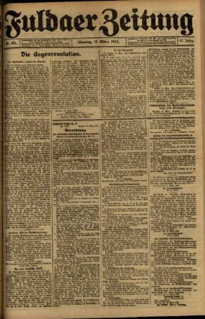 Ausgabe vom Montag, den 15. März 1920.
