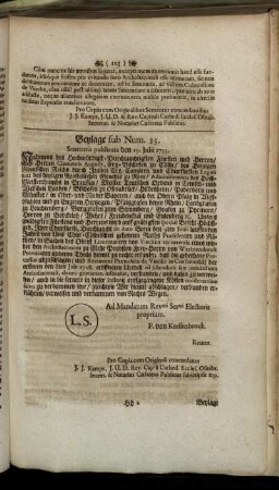 Beylage sub Num. 35. Sententia publicata den 15. Julii 1733.