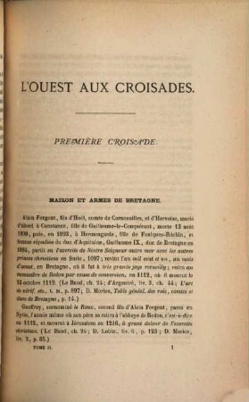 L'Ouest aux Croisades : 3 Tomes en 2 Voll.. II