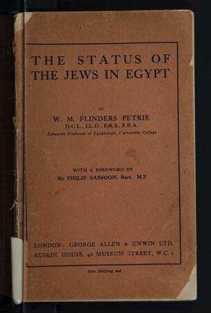 The status of the Jews in Egypt / by W.M. Flinders Petrie
