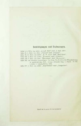Berichtigungen und Ergänzungen