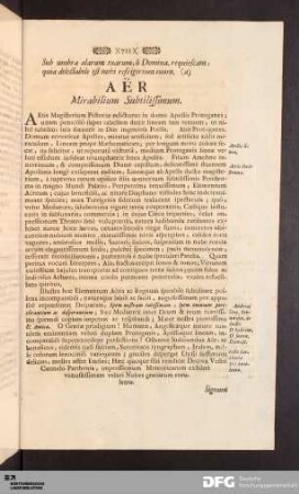 Aër Mirabilium Subtilissimum