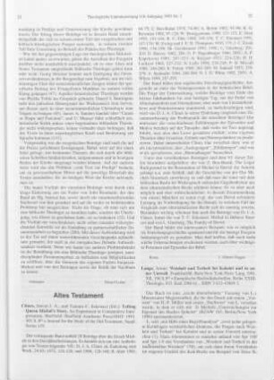 22-23 [Rezension] Lange, Armin, Weisheit und Torheit bei Kohelet und in seiner Umwelt