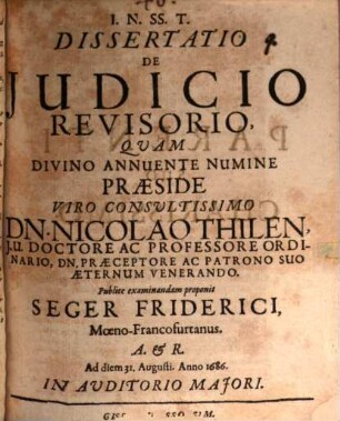 Dissertatio de iudicio revisorio