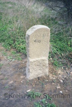 Itzstedt (Kreis Segeberg): bei Grenze zu Borstel: Grenzstein zwischen Adligem Gut Borstel und Amt Tremsbüttel: Seite Borstel