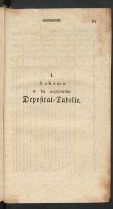 I. Schema zu der einzusendenden Deposital-Tabelle.