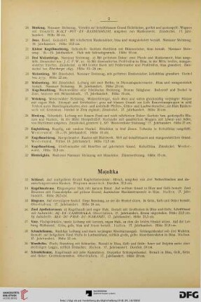 Majolika (Nr. 33-46)